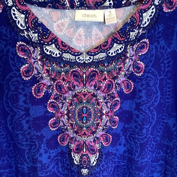 Chico’s Blue and Pink Women's Shift Dress Size XL (3) - Picture 2 of 5